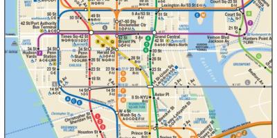 خريطة مانهاتن السفلى مترو الانفاق