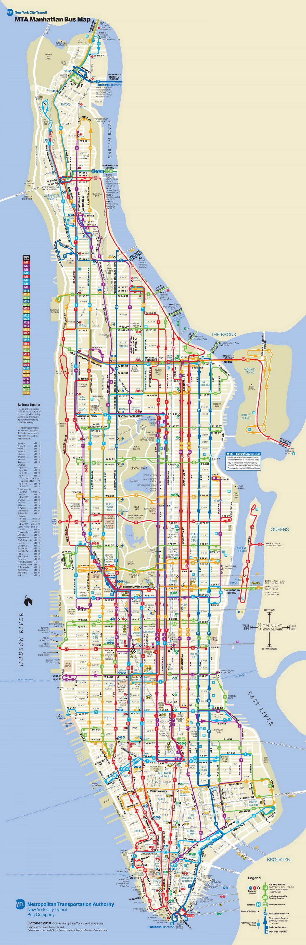 MTA حافلة خريطة مانهاتن