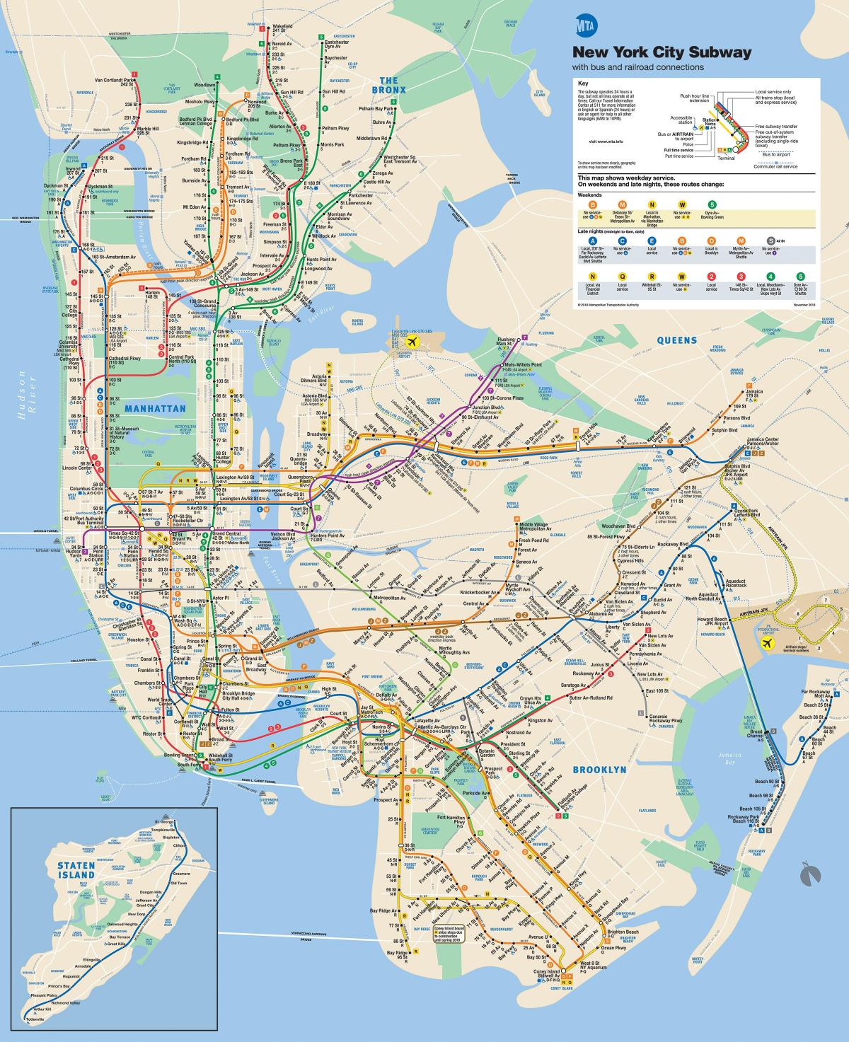 مترو الأنفاق في مدينة نيويورك مانهاتن خريطة