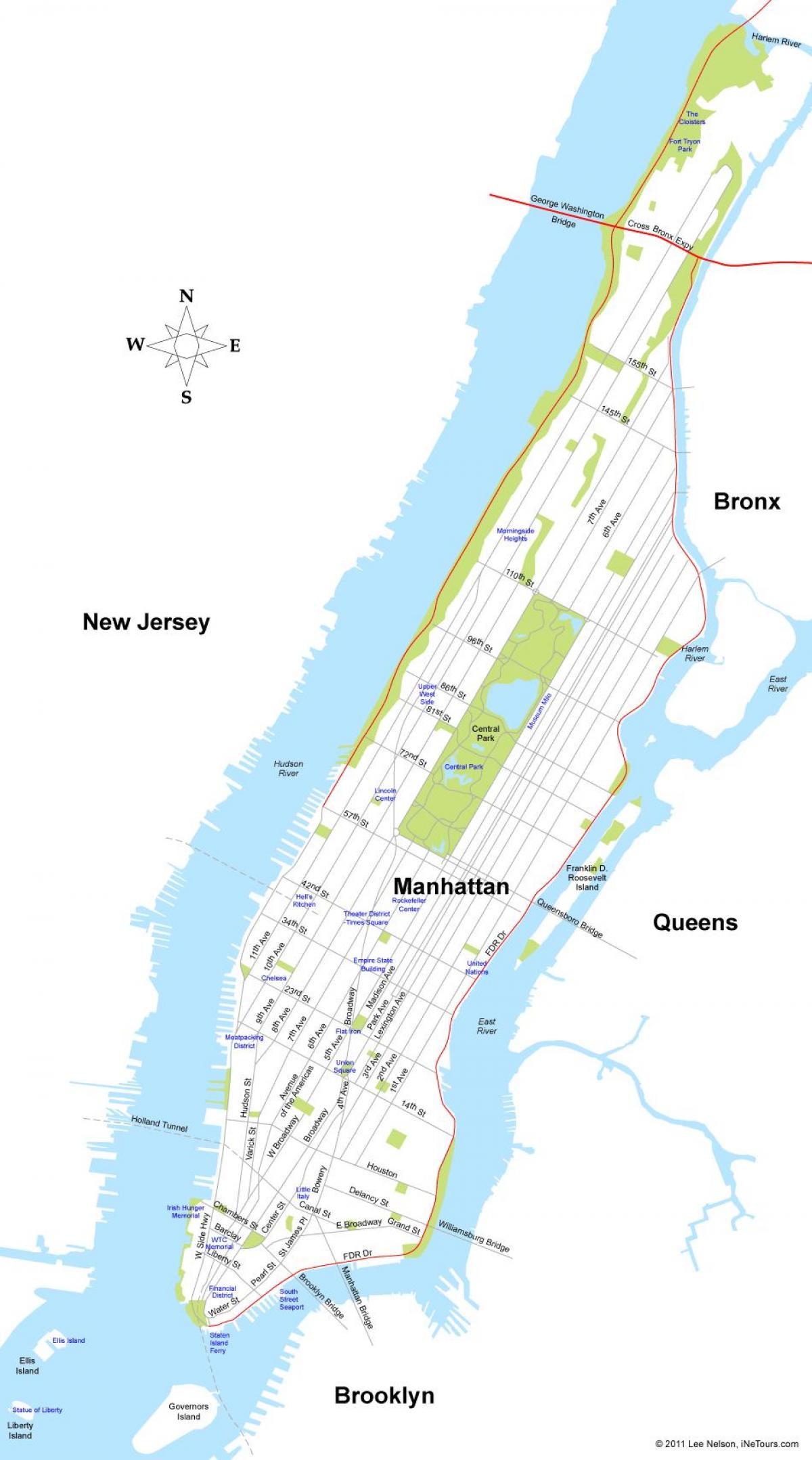خريطة جزيرة مانهاتن في نيويورك