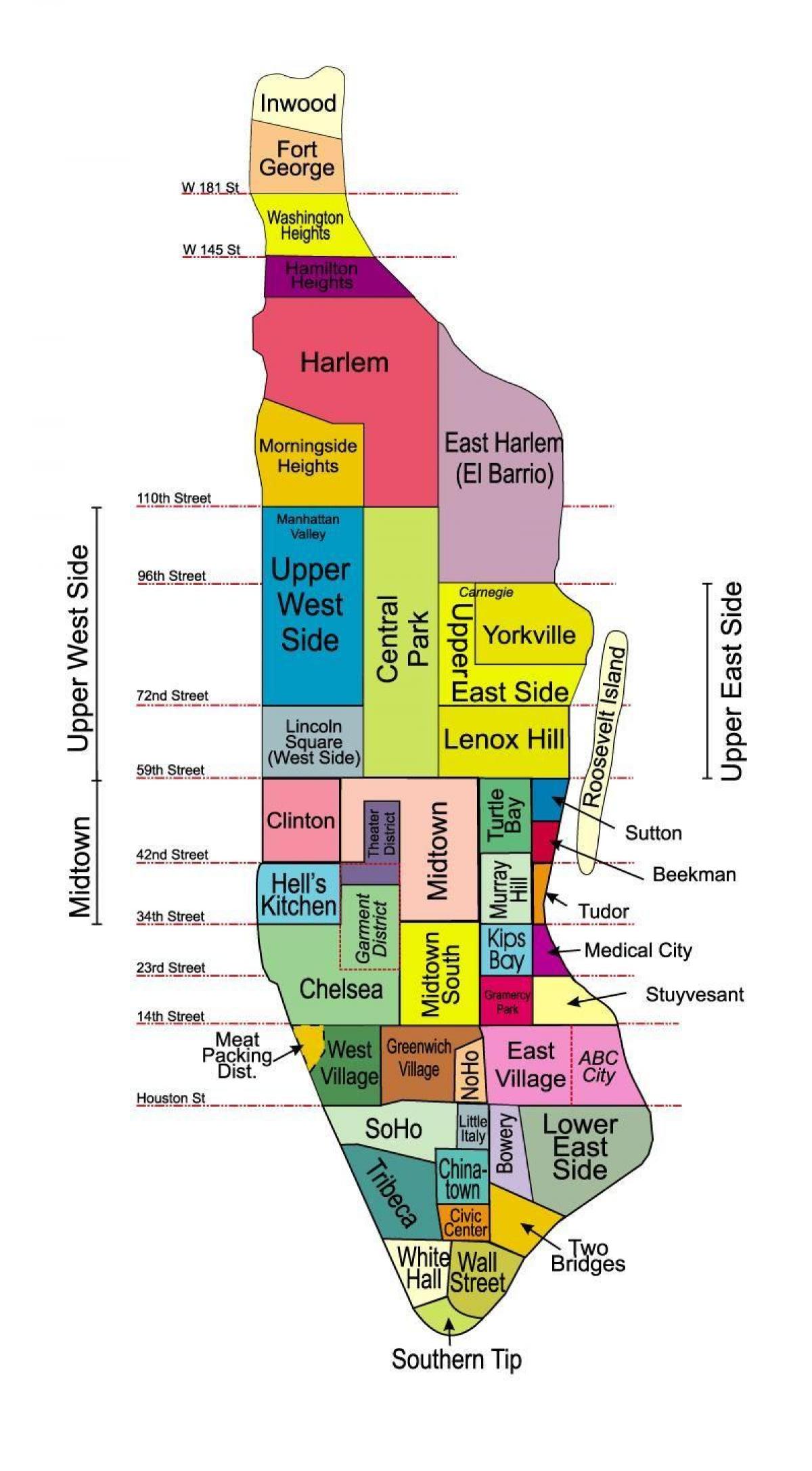 خريطة أحياء مانهاتن