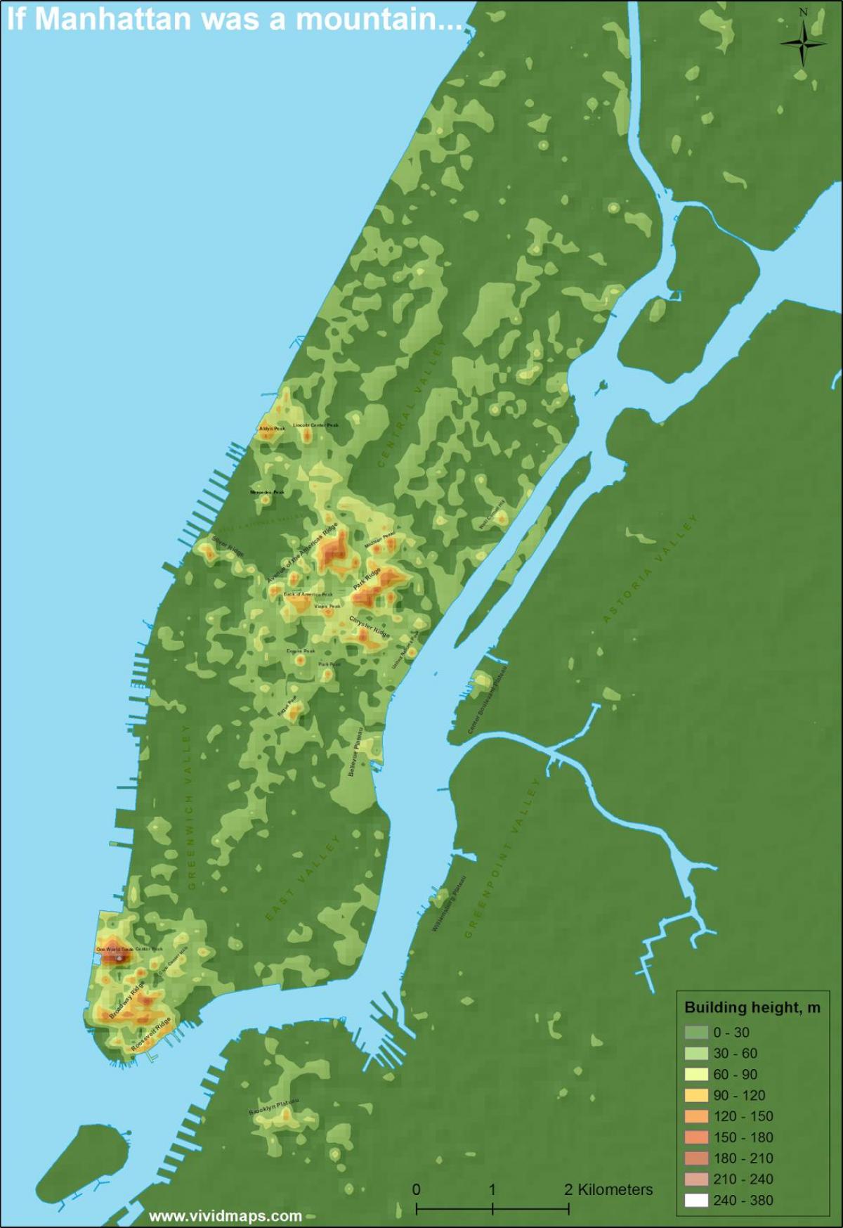 خريطة الارتفاع في مانهاتن