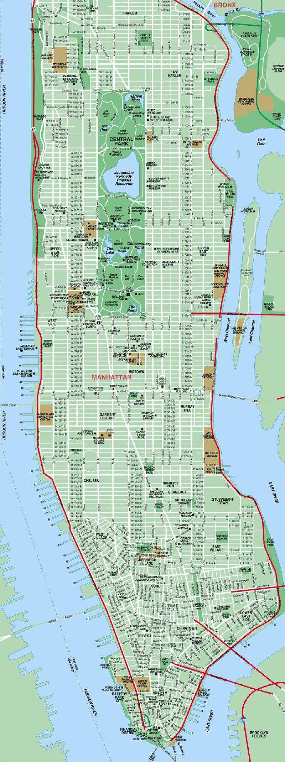 خريطة مفصلة من مانهاتن