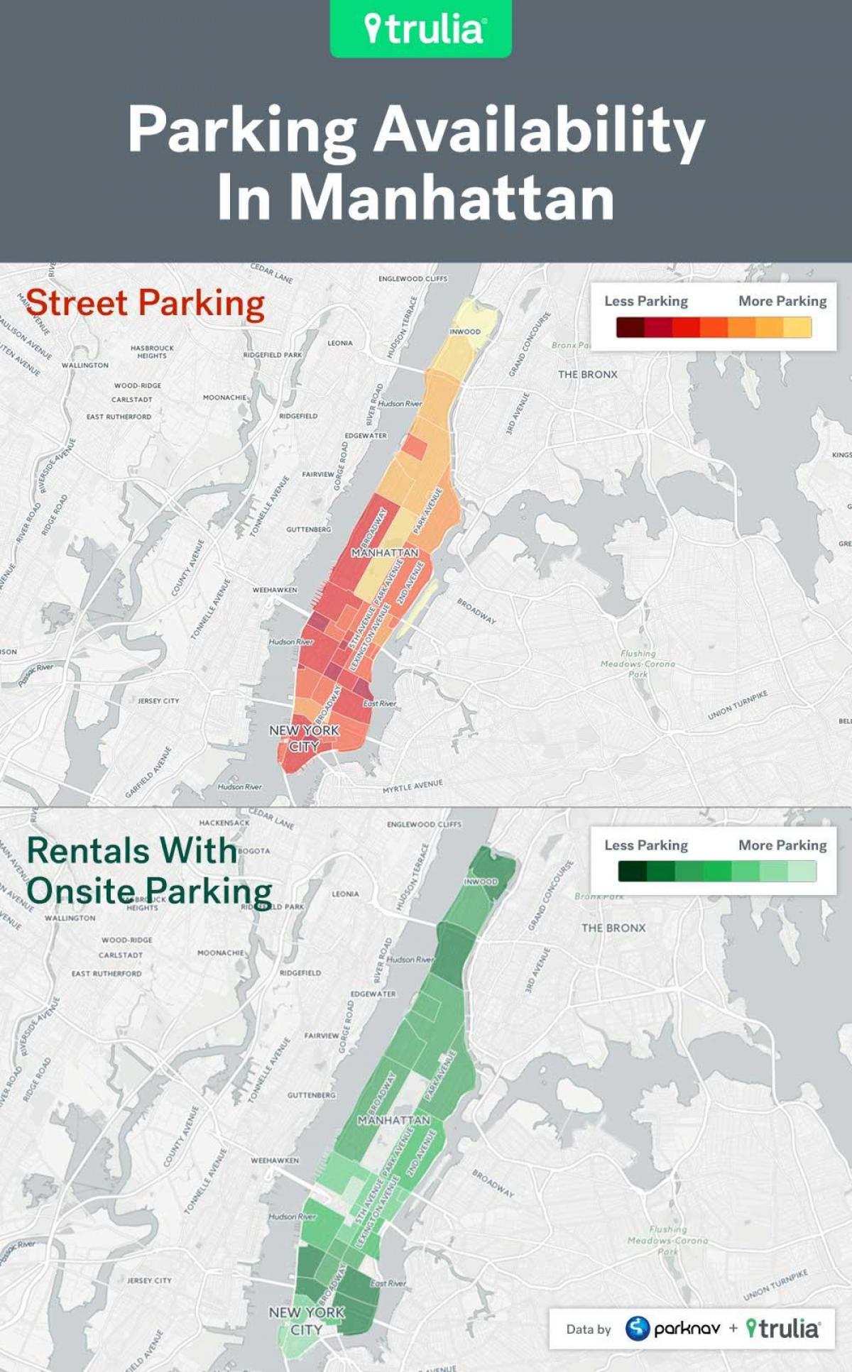 مدينة نيويورك وقوف السيارات في الشوارع خريطة مانهاتن