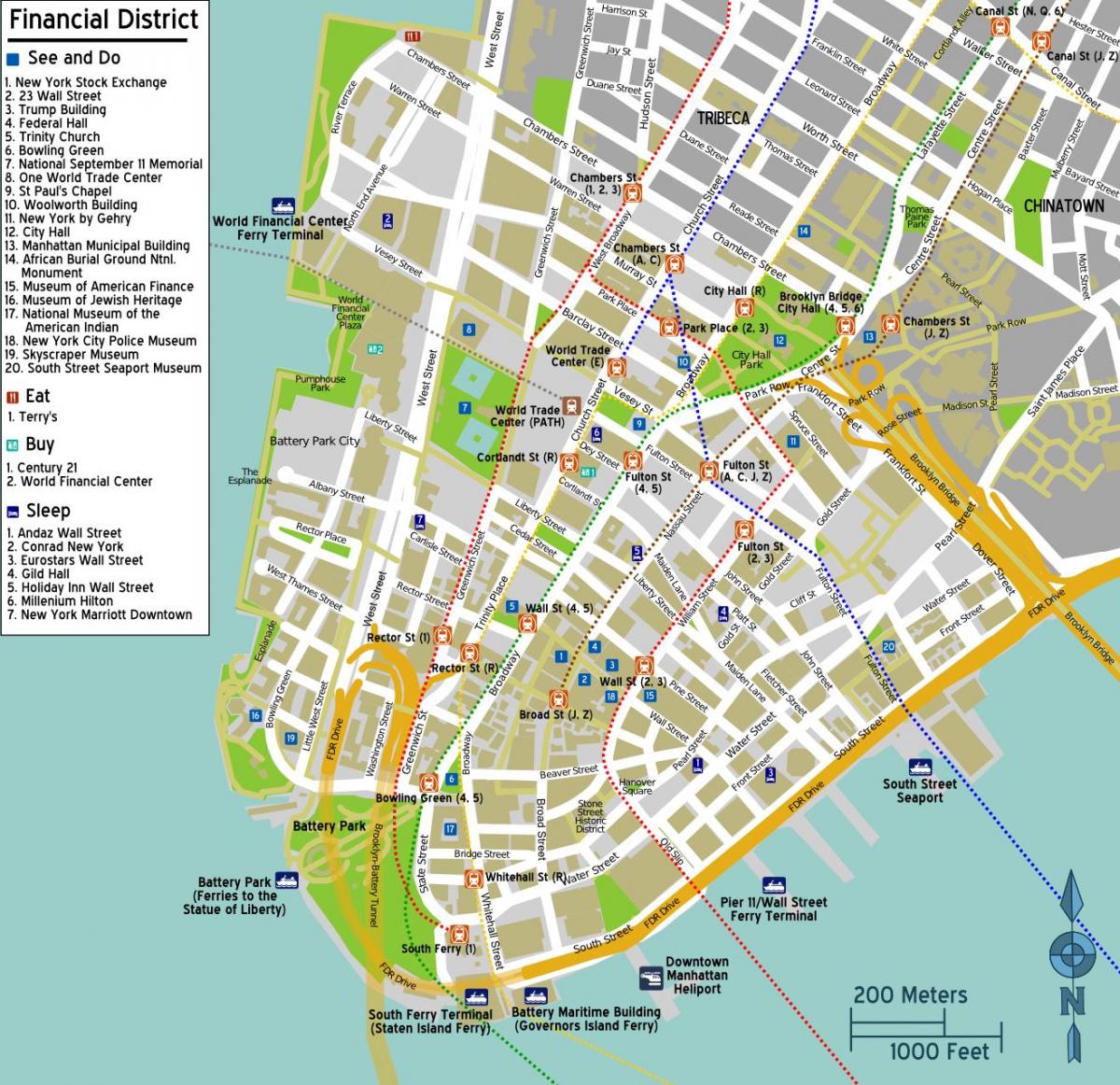 خريطة وسط مدينة مانهاتن في نيويورك